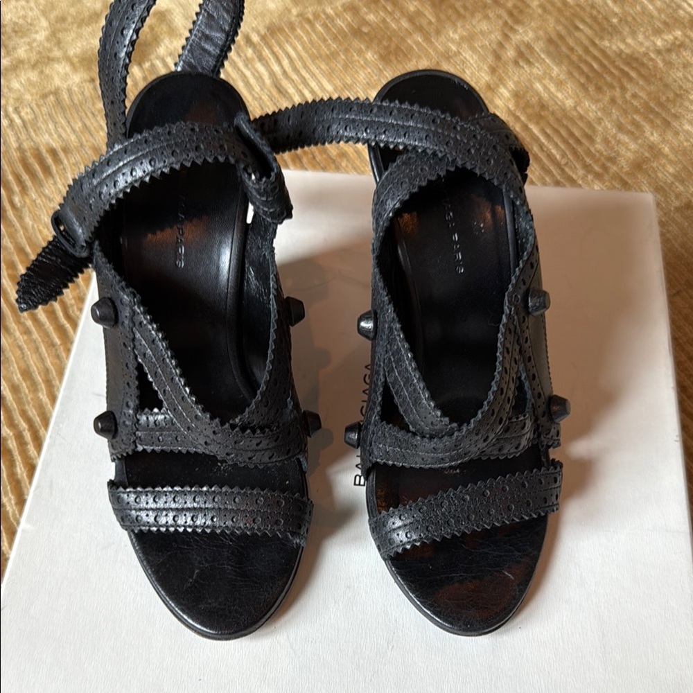 Balenciaga Black Strappy Arena Sandal Size 37